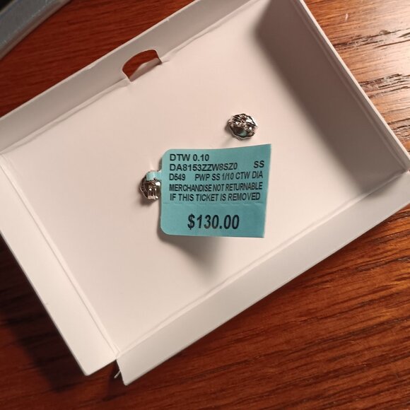 *PD* New 1/10 ct. t.w. Square Diamond Earrings in Sterling Silver - Picture 3 of 3